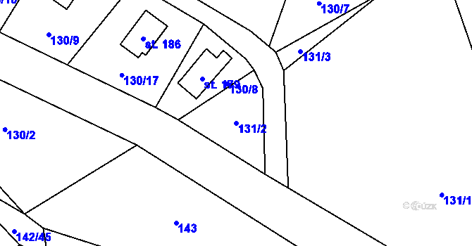 Parcela st. 131/2 v KÚ Travná u Horního Bradla, Katastrální mapa