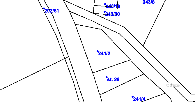 Parcela st. 241/2 v KÚ Travná u Horního Bradla, Katastrální mapa