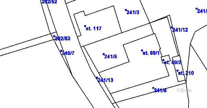 Parcela st. 241/5 v KÚ Travná u Horního Bradla, Katastrální mapa