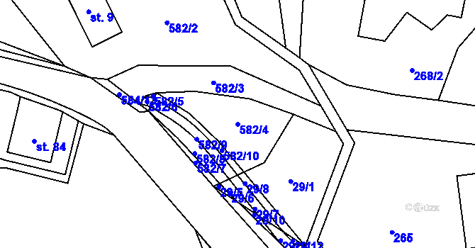 Parcela st. 582/4 v KÚ Travná u Horního Bradla, Katastrální mapa