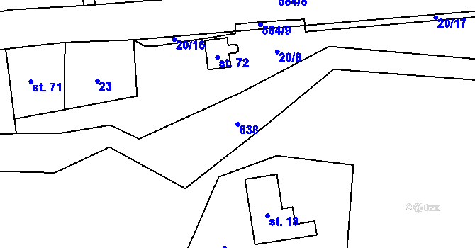 Parcela st. 638 v KÚ Travná u Horního Bradla, Katastrální mapa