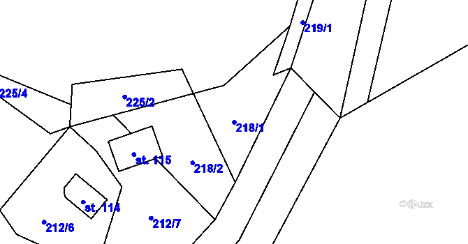 Parcela st. 218/1 v KÚ Travná u Horního Bradla, Katastrální mapa