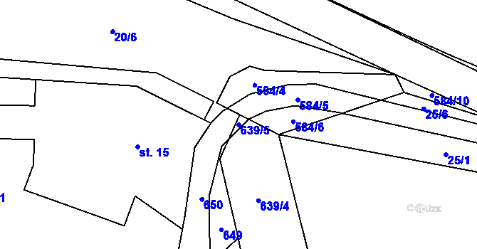Parcela st. 639/5 v KÚ Travná u Horního Bradla, Katastrální mapa