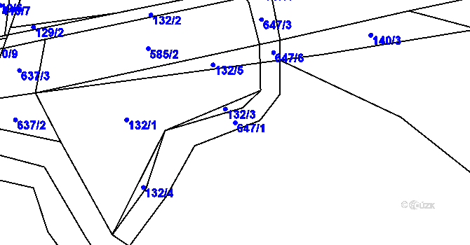 Parcela st. 647/1 v KÚ Travná u Horního Bradla, Katastrální mapa