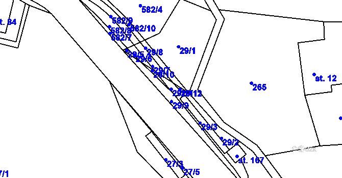 Parcela st. 29/11 v KÚ Travná u Horního Bradla, Katastrální mapa