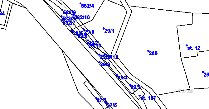 Parcela st. 29/12 v KÚ Travná u Horního Bradla, Katastrální mapa