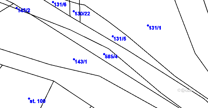 Parcela st. 585/4 v KÚ Travná u Horního Bradla, Katastrální mapa