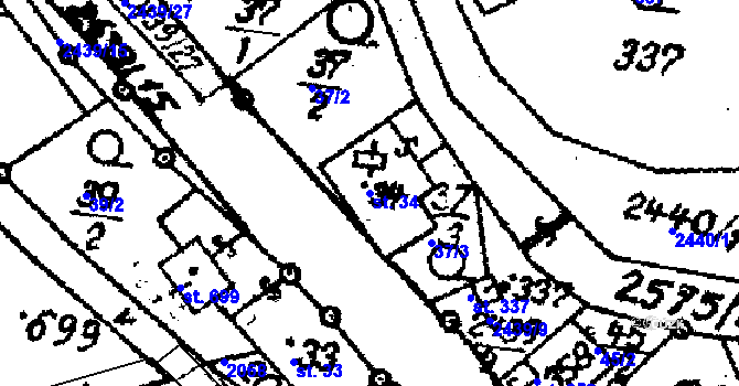 Parcela st. 34 v KÚ Horní Branná, Katastrální mapa