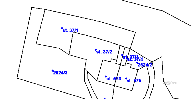 Parcela st. 37/2 v KÚ Horní Branná, Katastrální mapa