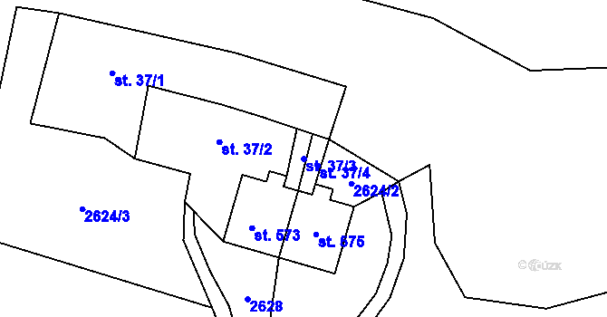 Parcela st. 37/3 v KÚ Horní Branná, Katastrální mapa