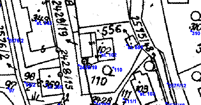 Parcela st. 102 v KÚ Horní Branná, Katastrální mapa