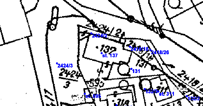 Parcela st. 137 v KÚ Horní Branná, Katastrální mapa