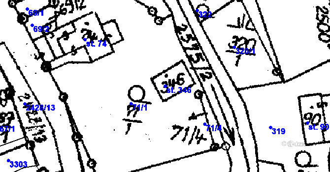 Parcela st. 346 v KÚ Horní Branná, Katastrální mapa