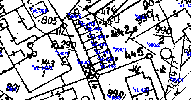 Parcela st. 443 v KÚ Horní Branná, Katastrální mapa