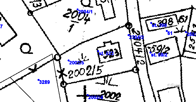 Parcela st. 523 v KÚ Horní Branná, Katastrální mapa