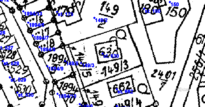Parcela st. 630 v KÚ Horní Branná, Katastrální mapa