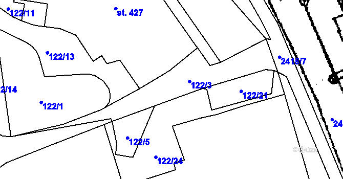 Parcela st. 122/3 v KÚ Horní Branná, Katastrální mapa