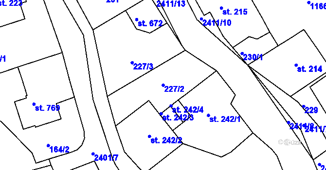 Parcela st. 227/2 v KÚ Horní Branná, Katastrální mapa