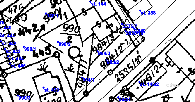 Parcela st. 984/3 v KÚ Horní Branná, Katastrální mapa