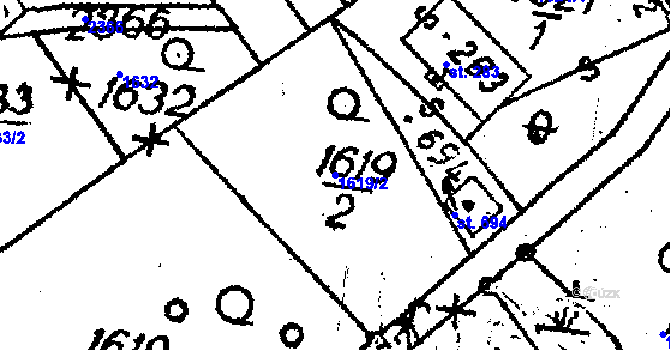 Parcela st. 1619/2 v KÚ Horní Branná, Katastrální mapa