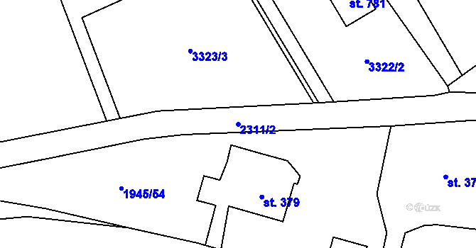 Parcela st. 2311/2 v KÚ Horní Branná, Katastrální mapa