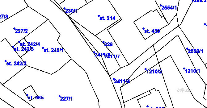 Parcela st. 2411/7 v KÚ Horní Branná, Katastrální mapa