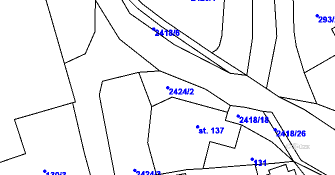 Parcela st. 2424/2 v KÚ Horní Branná, Katastrální mapa