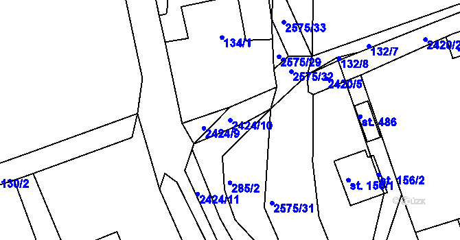 Parcela st. 2424/10 v KÚ Horní Branná, Katastrální mapa