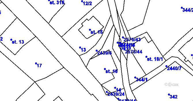 Parcela st. 2439/6 v KÚ Horní Branná, Katastrální mapa