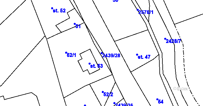 Parcela st. 2439/28 v KÚ Horní Branná, Katastrální mapa