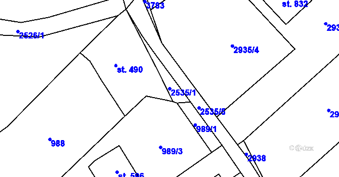 Parcela st. 2535/1 v KÚ Horní Branná, Katastrální mapa