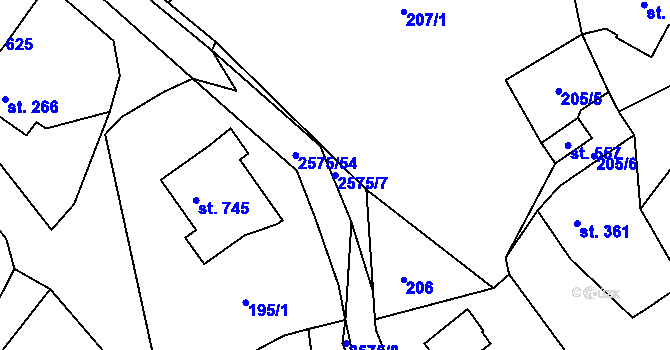 Parcela st. 2575/7 v KÚ Horní Branná, Katastrální mapa