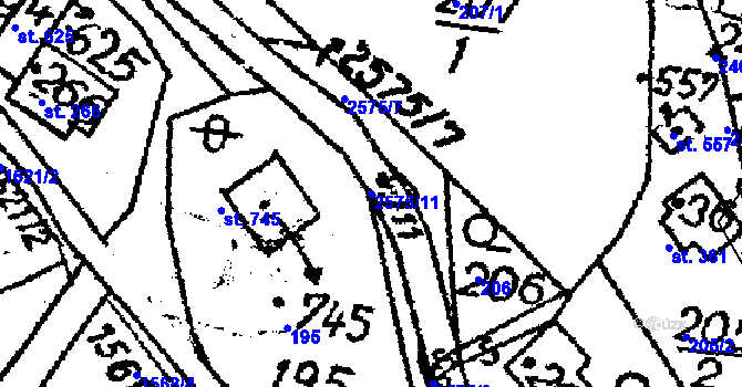 Parcela st. 2575/11 v KÚ Horní Branná, Katastrální mapa