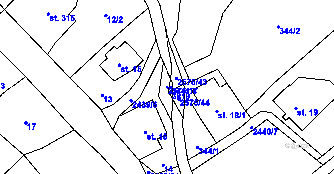 Parcela st. 2575/17 v KÚ Horní Branná, Katastrální mapa