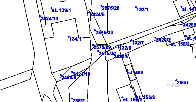 Parcela st. 2575/32 v KÚ Horní Branná, Katastrální mapa