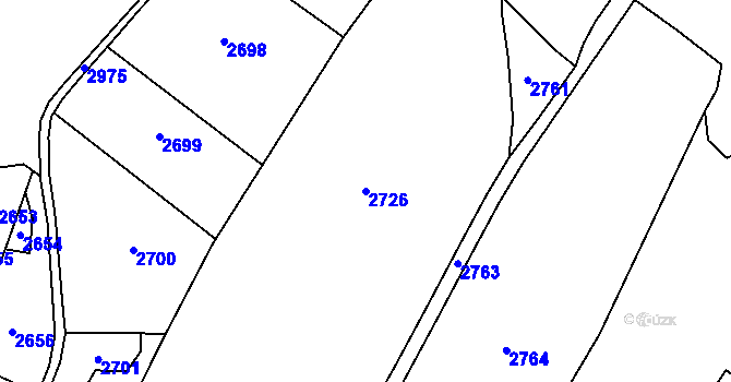 Parcela st. 2726 v KÚ Horní Branná, Katastrální mapa