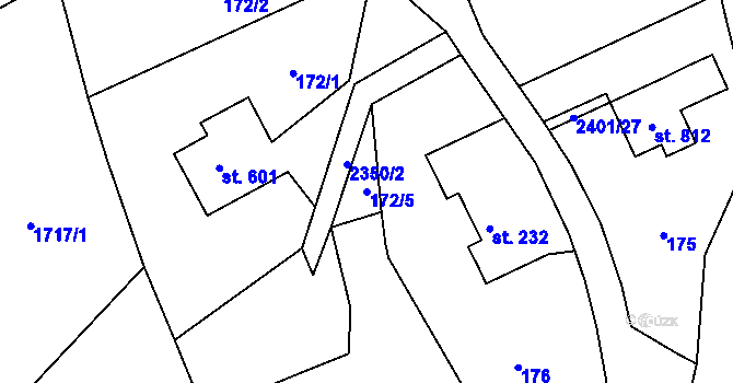 Parcela st. 172/5 v KÚ Horní Branná, Katastrální mapa