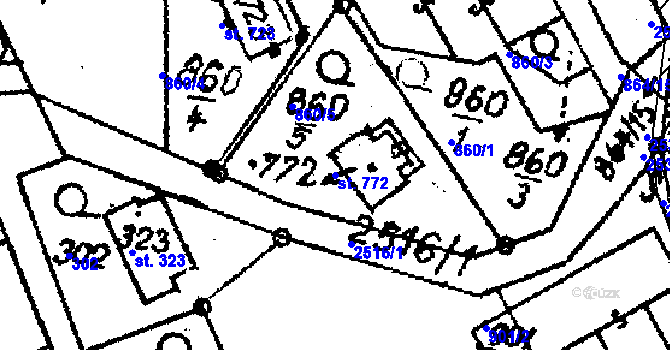 Parcela st. 772 v KÚ Horní Branná, Katastrální mapa