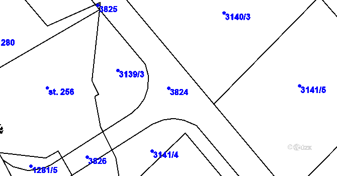 Parcela st. 3824 v KÚ Horní Branná, Katastrální mapa