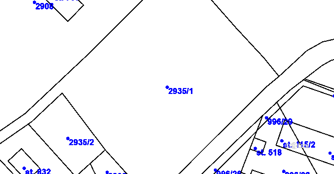 Parcela st. 2935/1 v KÚ Horní Branná, Katastrální mapa