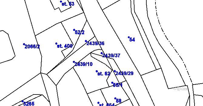 Parcela st. 2439/37 v KÚ Horní Branná, Katastrální mapa