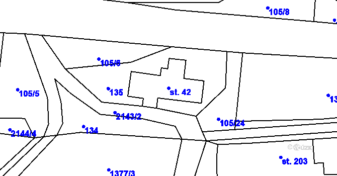 Parcela st. 42 v KÚ Horní Brusnice, Katastrální mapa