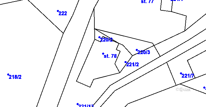 Parcela st. 78 v KÚ Horní Brusnice, Katastrální mapa