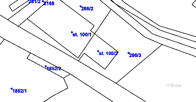 Parcela st. 100/2 v KÚ Horní Brusnice, Katastrální mapa