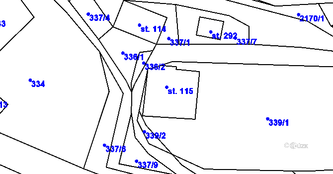 Parcela st. 115 v KÚ Horní Brusnice, Katastrální mapa