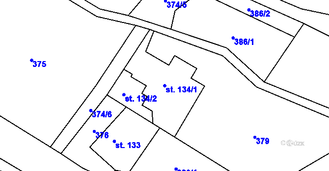 Parcela st. 134/1 v KÚ Horní Brusnice, Katastrální mapa