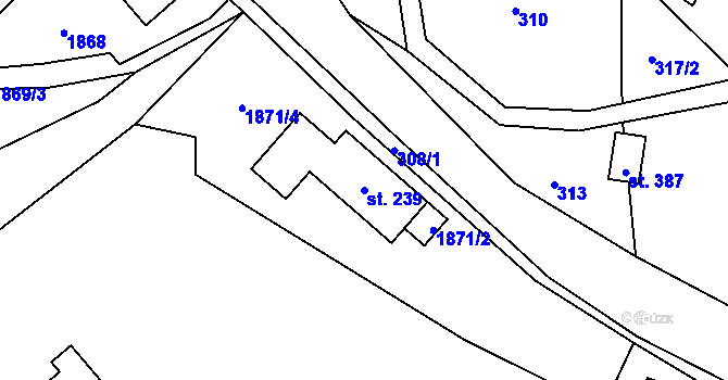 Parcela st. 239 v KÚ Horní Brusnice, Katastrální mapa