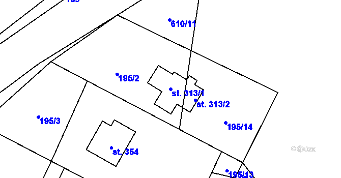 Parcela st. 313/1 v KÚ Horní Brusnice, Katastrální mapa