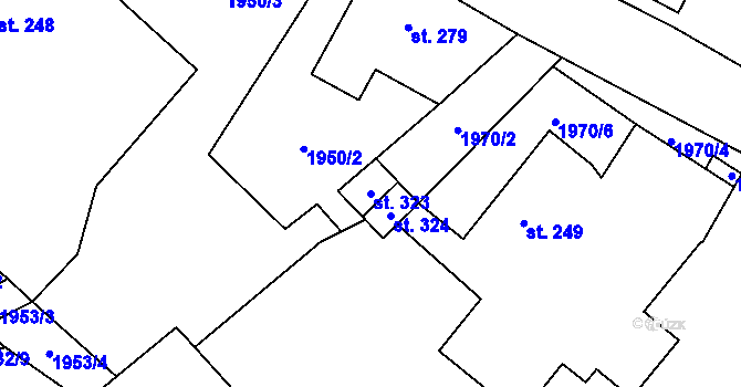 Parcela st. 323 v KÚ Horní Brusnice, Katastrální mapa