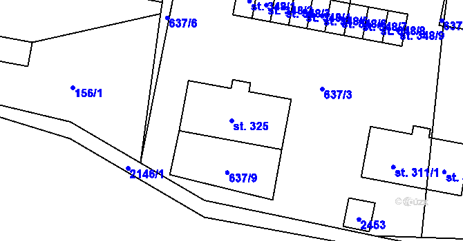 Parcela st. 325 v KÚ Horní Brusnice, Katastrální mapa
